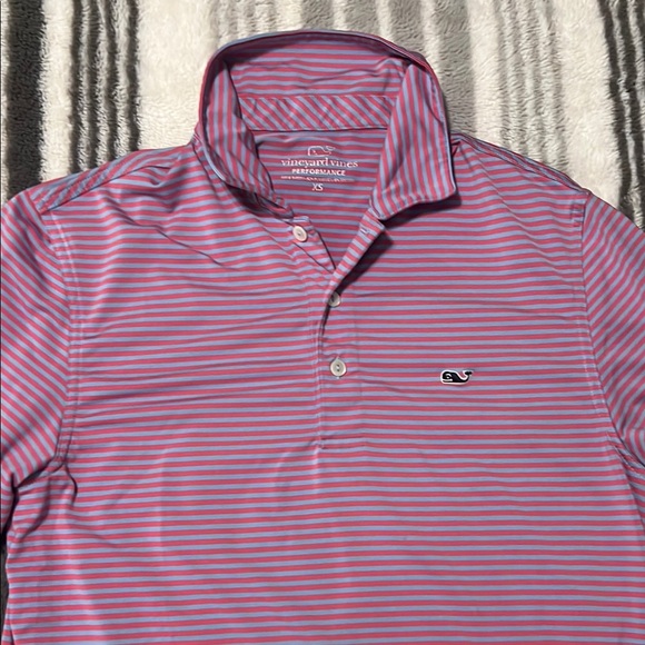 Vineyard Vines Pink & Light blue performance Polo Shirt Classic Stripes - Picture 1 of 3